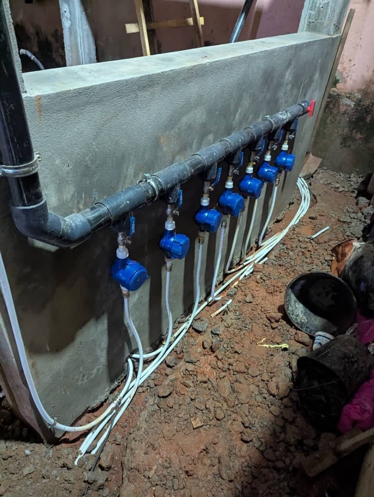 Row of individual water meters